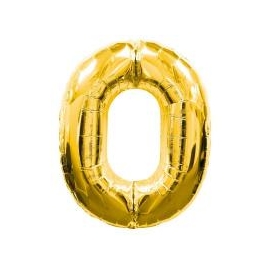 Балон от златно фолио с номер 0 - 106 cm