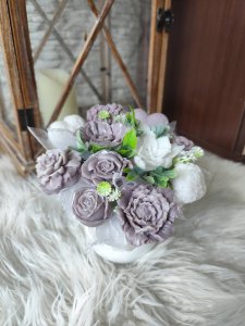 Мини сапунен букет - Сребърен