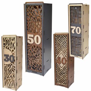 Дървена кутия за вино - 3D номер за рожден ден