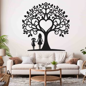 Семейно дърво от дърво за стената - Майка и дъщеря