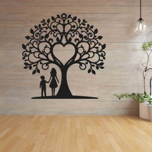 Семейно дърво от дърво за стената - майка и син