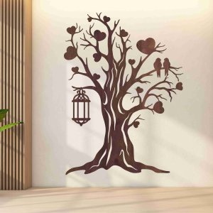 Дървена картина за стена - Дърво на любовта
