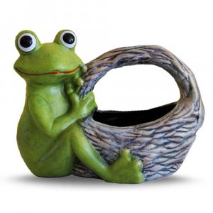 Градинска фигура жаба с кошница