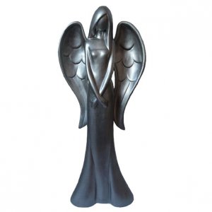 Керамичен сребърен ангел 34 cm