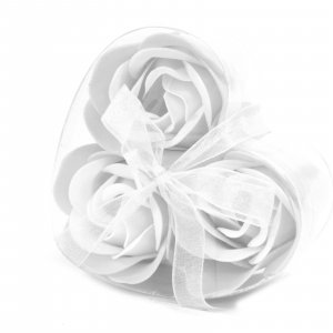Комплект от 3 сапунени цвята - бяла роза