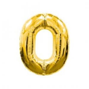 Балон от златно фолио с номер 0 - 106 cm