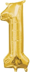 Балон от златно фолио с номер 1 - 106 см