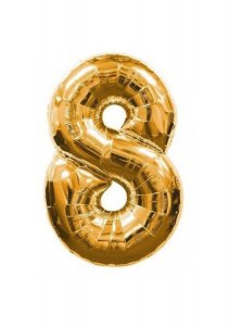 Балон от златно фолио с номер 8 - 40 см