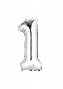 Балон от сребърно фолио с номер 1 - 106 см