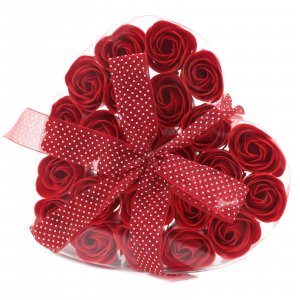 Комплект от 24 сапунени цвята - червена роза