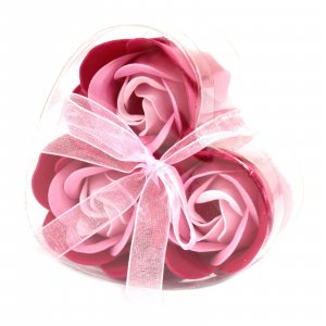Комплект от 3 сапунени цвята - Розова роза