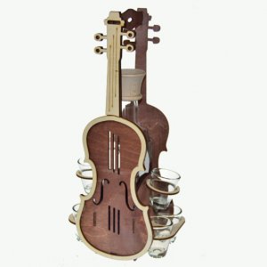 Дървен комплект бутилка с печат - Цигулка