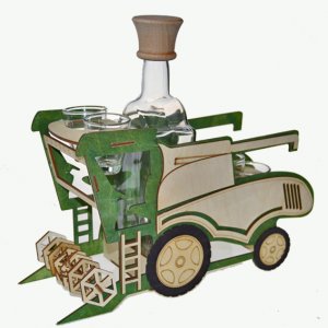 Дървен комплект бутилка с печат - Harvester