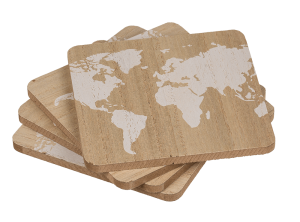 Дървени подноси Карта на света - бяла