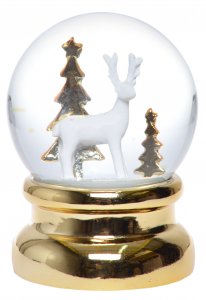 Златна снежна топка със северни елени