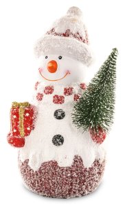 Коледна украса - Снежен човек с подарък