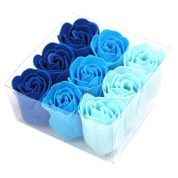 Комплект от 9 сапунени цвята - сватбено синьо