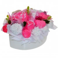 Луксозен сапунен букет - розово, бяло