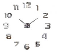 Самозалепващ се стенен часовник голям 80 - 120 см сребърен
