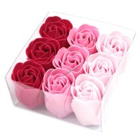 Комплект от 9 сапунени цвята - розови рози
