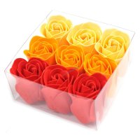 Комплект от 9 сапунени цвята - прасковени рози