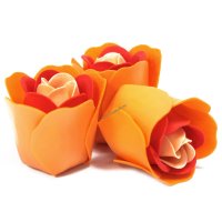 Комплект от 3 сапунени цвята - прасковена роза