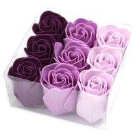 Комплект от 9 сапунени цвята - лавандулови рози
