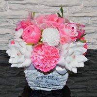 Сапунен букет - Розов, бял