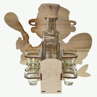 Комплект дървени бутилки с печат - Рибар