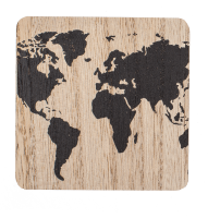 Дървени подноси с карта на света - Черно