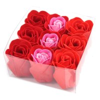 Комплект от 9 сапунени цвята - червени рози