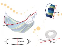 Хамак 200 x 100 подсилен син + монтажен комплект