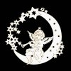 Коледна украса - Ангел на луната с тръба 9 см